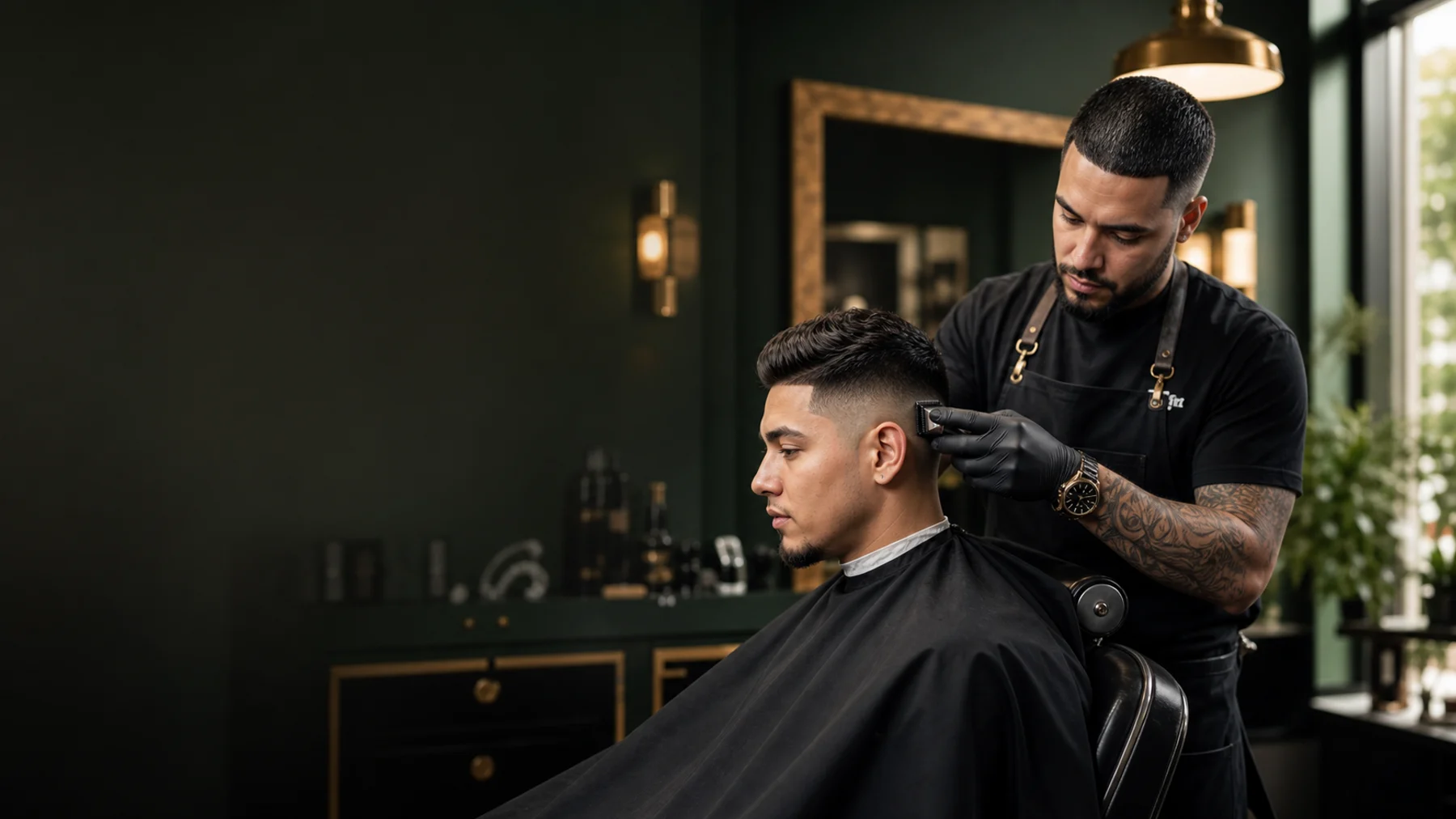 Barber helping a customer in a local barbershop